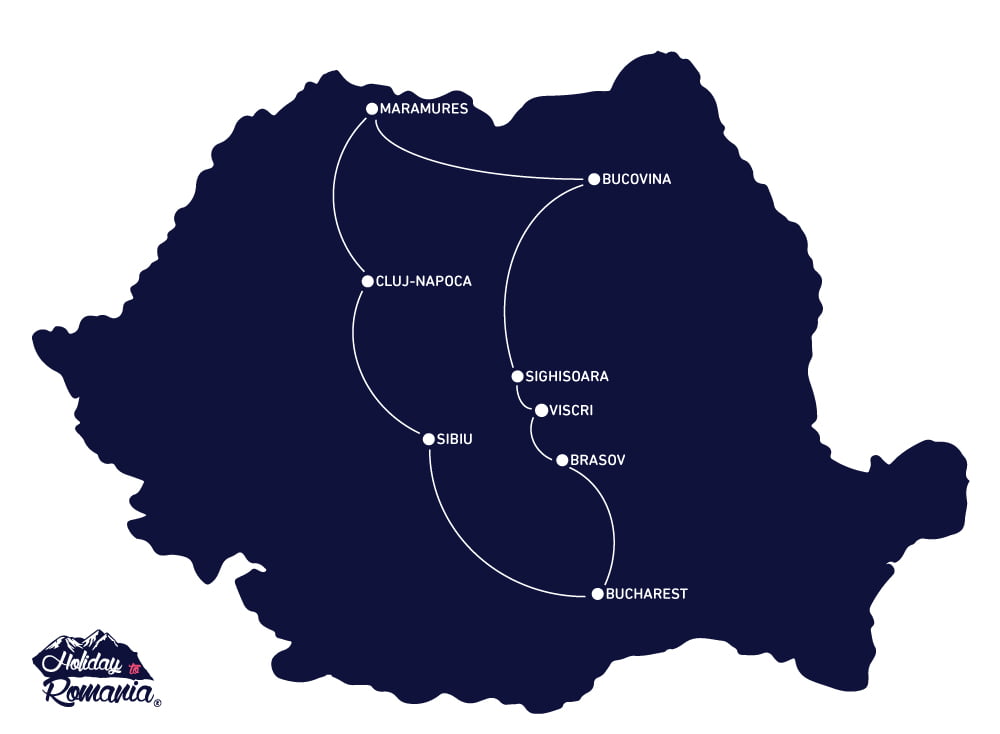 Famous and Charming Romania Tour Map